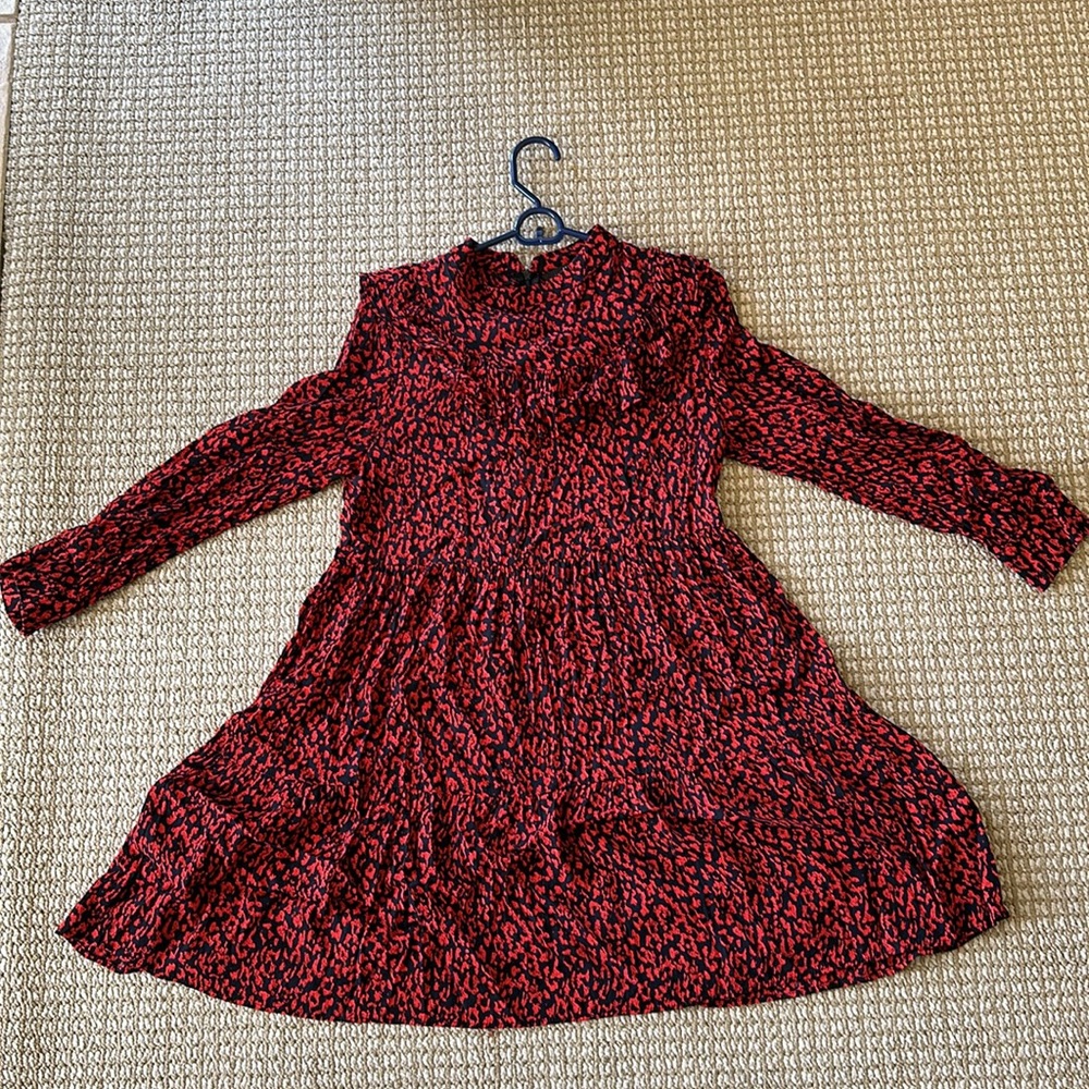 Zara black and red long sleeve dress, size XS